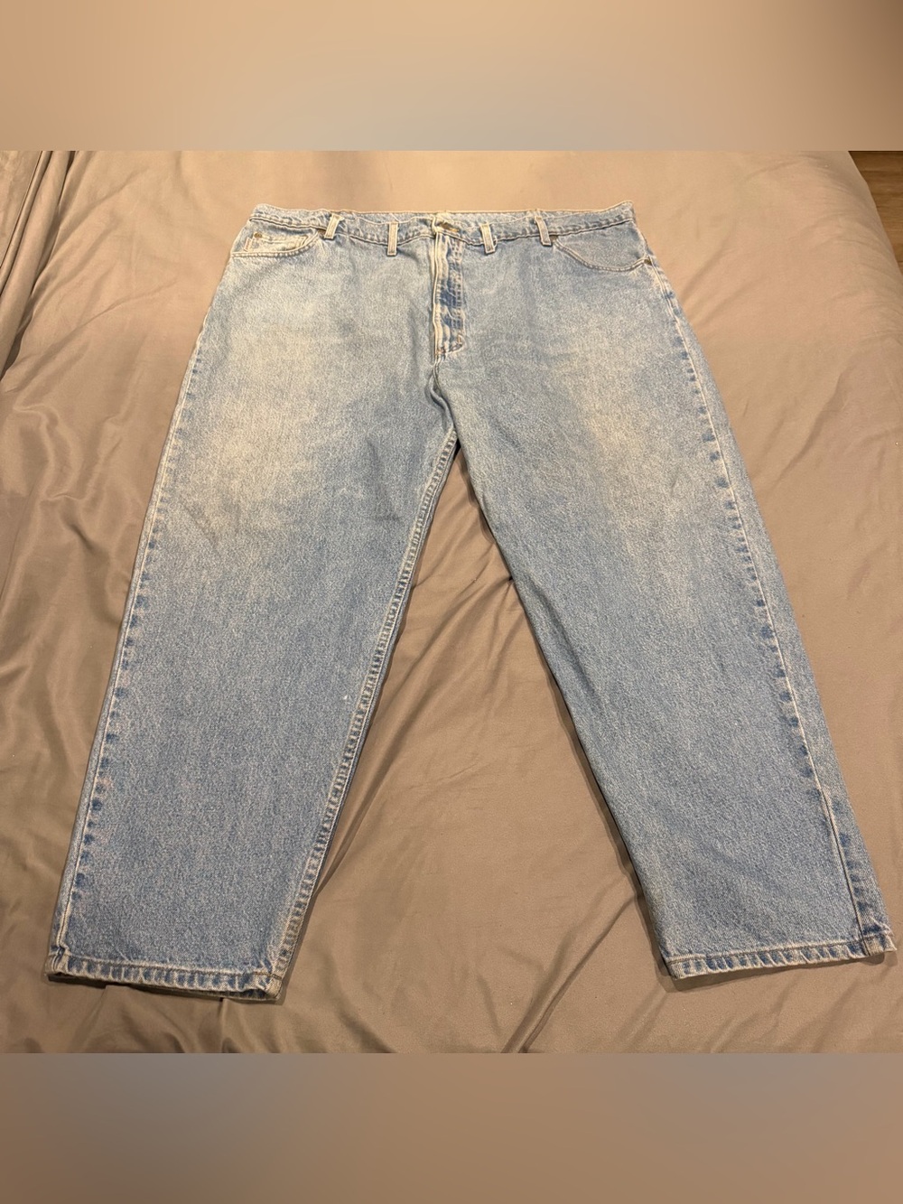 VTG Carhartt B17 STW Relaxed Fit Blue Jeans Men 48x30 Denim Heavyweight